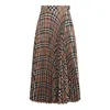 Burberry Pleated Check Wool Blend Skirt In Linden Ip Check