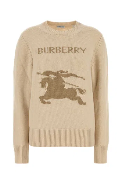 Burberry Wool-cashmere Blend Sweater With Contrasting Graphic In Gray