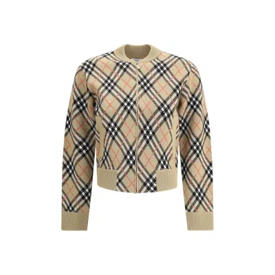 Burberry Beige Wool Women's Cardigan In Brown