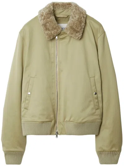 BURBERRY BEIGE ZIP-UP BOMBER JACKET