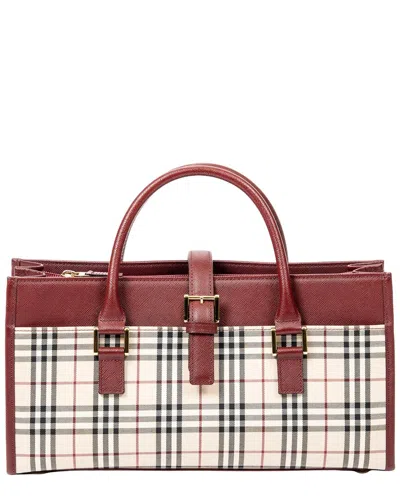 Pre-owned Burberry Beige/brown Nova Check Canvas Rectangular Tote (authentic Pre-loved)