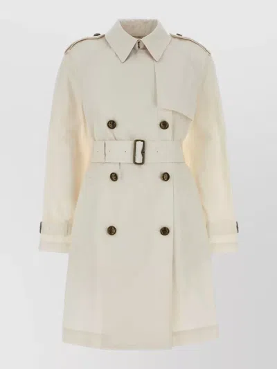 Burberry Belgravia Cotton Trench Coat Double Breasted In Gold