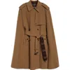 Burberry Bellemont Cape Back Wool Coat In Brown