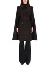 Burberry Cashmere Coat With Belted Waist And Epaulettes In Brown