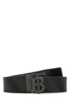 Burberry Check And Leather Reversible Tb Belt