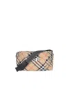 Burberry Checkered Crossbody Bag With Floral Embroidery In Beige