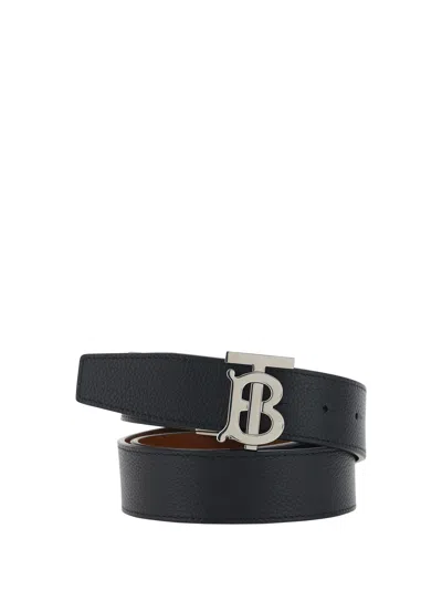 Burberry Belt In Black/tan/silver