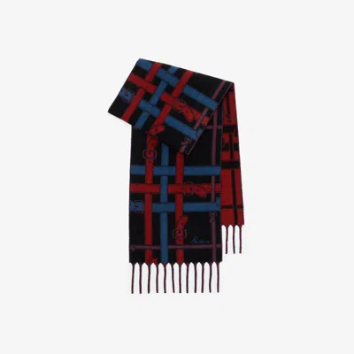 Burberry Belt Check Cashmere Scarf In Blue