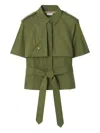 Burberry Cropped Cotton Poplin Trench Shirt In Green