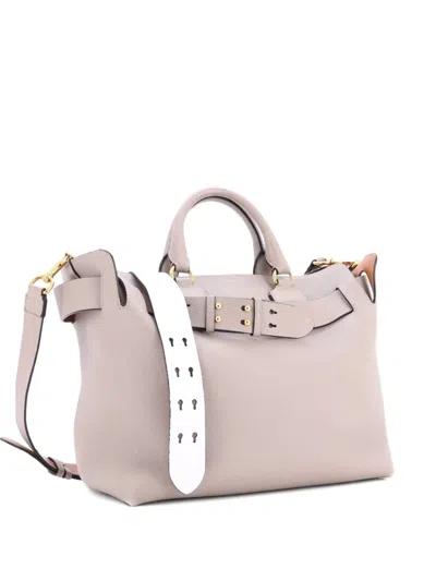 Pre-owned Burberry Belt Leather Large Tote Bag In Neutral