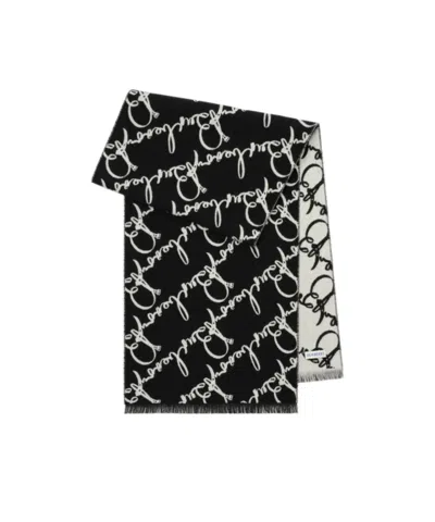 Burberry Wool Belt Logo Scarf In Black