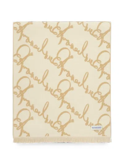 Burberry Belt Logo Wool Scarf In Neutral