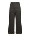 Burberry Black Pants With Logo Embroidery On The Side And Turn-up Checked Hem In Cotton Man