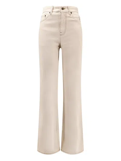 Burberry Straight Trousers Belt Loops Back Pockets In Neutral