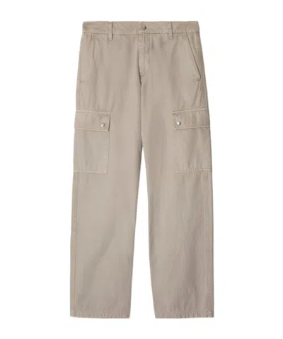 Burberry Straight-leg Garment-dyed Cotton-twill Cargo Trousers In Heron