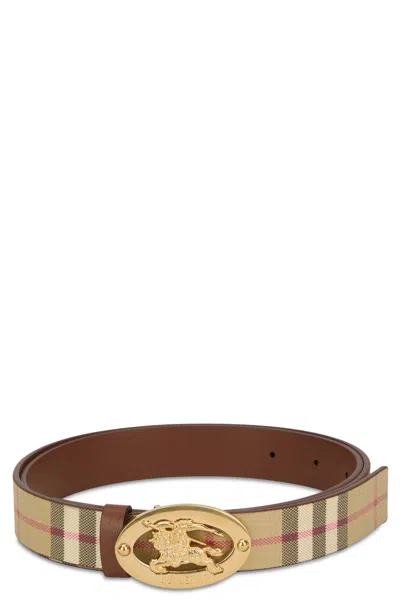 Burberry Belt With Golden Buckle In Gray