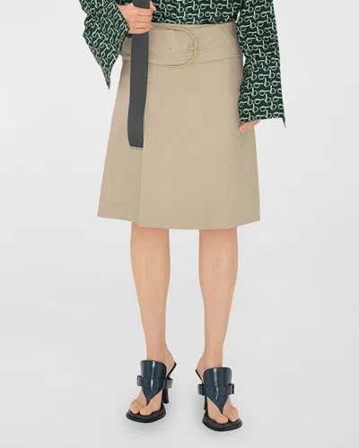 Burberry Belted Twill Skirt In Stone