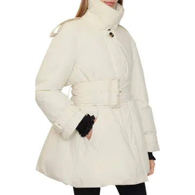 Burberry Belted Berryhill Padded Car Coat In White
