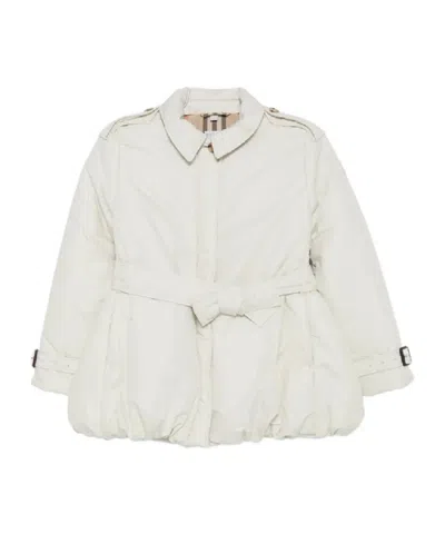 Burberry Belted Bubble-hem Coat In White