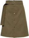 Burberry Belted-buttoned Midi Skirt In Green