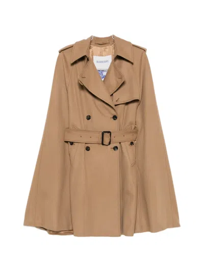 Burberry Belted Cape In Nude
