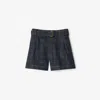 Burberry Belted Check Denim Shorts