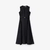 Burberry Belted Checked Wool-twill Midi Dress In Blue