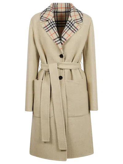 Burberry Belted Coat In Neutral