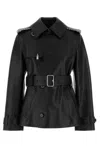 Burberry Short Leather Jacket With Studs And Buckle In Black
