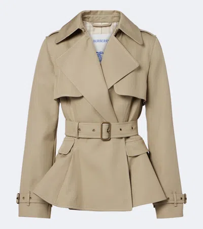 Burberry Belted Cotton Jacket In Neutral