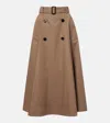 Burberry Beige Skirt With Adjustable Belt And Button Closure In Cotton Woman In Brown