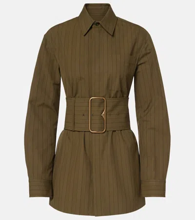 Burberry Belted Cotton Overshirt In Black