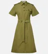 Burberry Belted Cotton Shirt Dress In Green