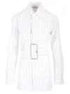 Burberry Striped Shirt With Belt In String/coal
