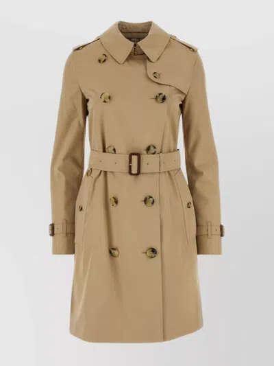 BURBERRY BELTED COTTON TRENCH COAT WITH SLIT