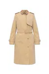 BURBERRY BURBERRY BELTED DOUBLE-BREASTED CHECKED TRENCH COAT