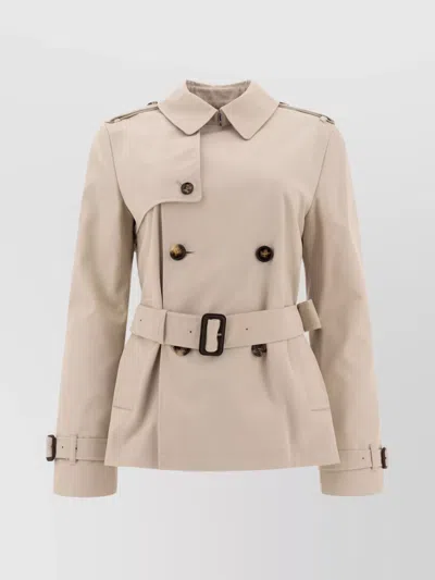 BURBERRY BELTED DOUBLE-BREASTED COAT BUCKLE ACCENTS
