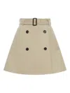 Burberry Belted Double-breasted Skirt In Gold