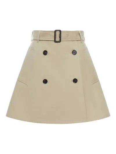 Burberry Belted Double-breasted Skirt In Gold
