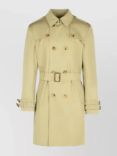 Burberry Belted Double-breasted Trench Coat In Green