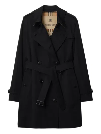 Burberry Belted Double-breasted Trench Coat In Black