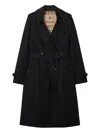 Burberry Gabardine Mid-length Kensington Heritage Trench Coat In Black