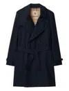 Burberry Short Kensington Heritage Trench Coat In Blue