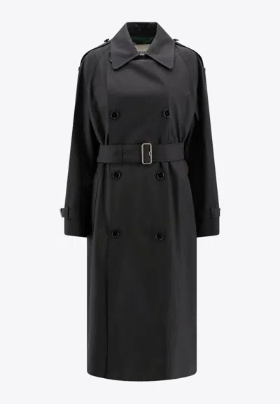 Burberry Belted Double-breasted Trench Coat In Green