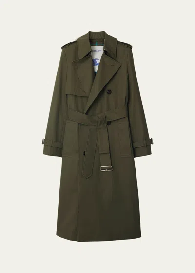 Burberry Belted Double-breasted Trench Coat, Green