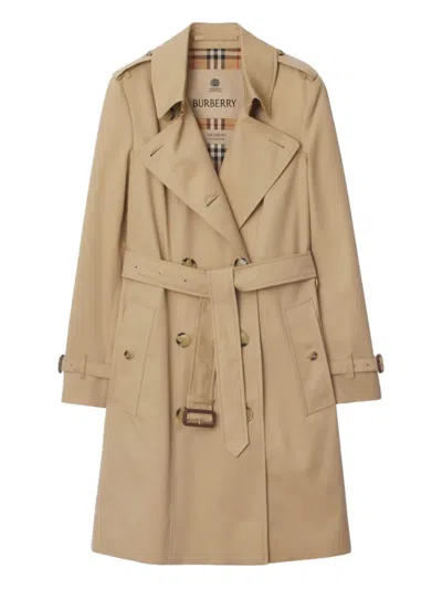 Burberry Belted Double-breasted Trench Coat In Neutral