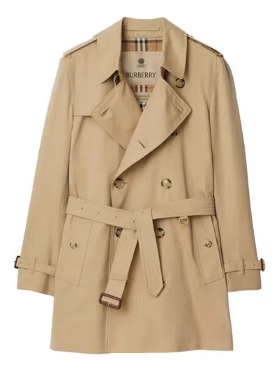 Burberry Belted Double-breasted Trench Coat In Neutral