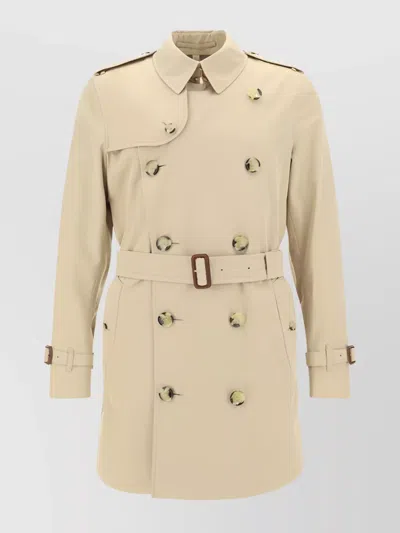 Burberry Belted Double-breasted Trench Coat Waistband In Neutral