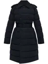 Burberry Double-breasted Kent Long Puffer Coat With Belt In Black