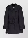 Burberry Belted Long Jacket And Pockets In Black